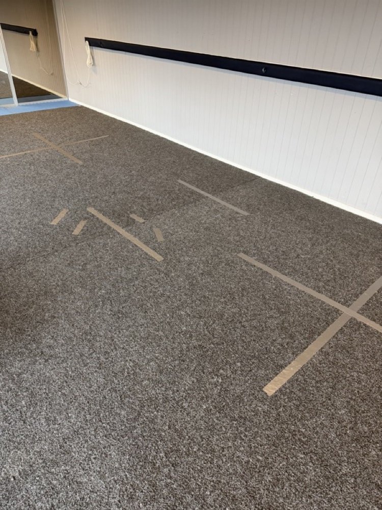 Footwork tape marks on floor